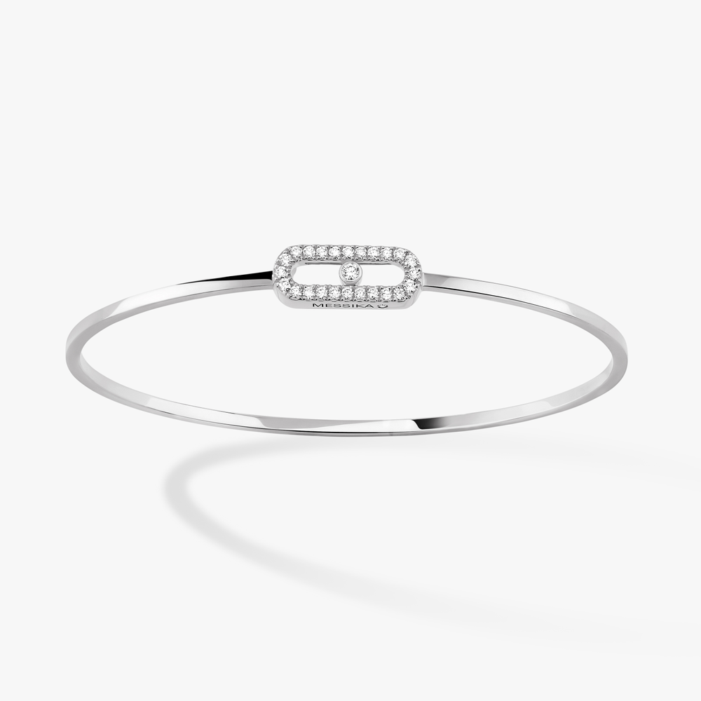 Move Uno Pavé Flex Bangle White Gold Diamond Bracelet