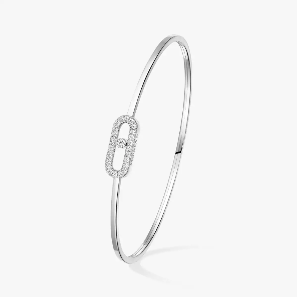 Jonc Flex Move Uno Pavé Bracelet Diamant Or Blanc