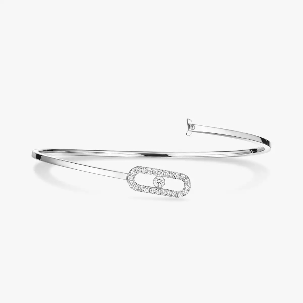 Jonc Flex Move Uno Pavé Bracelet Diamant Or Blanc