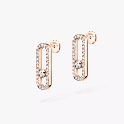Move Uno Diamond Pavé Earrings Pink Gold Diamond Earrings