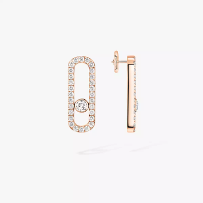 Move Uno Diamond Pavé Earrings Pink Gold Diamond Earrings