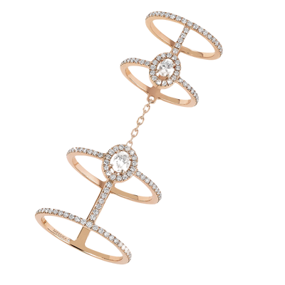 Glam'Azone Double Pavée Bague Diamant Or Rose