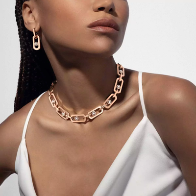 Pendantes So Move XL Boucles d'oreilles Diamant Or Rose