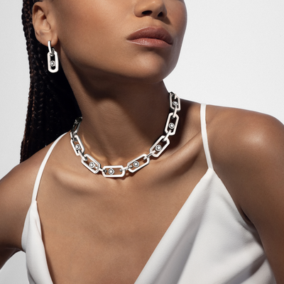 Pendantes So Move XL Boucles d'oreilles Diamant Or Blanc