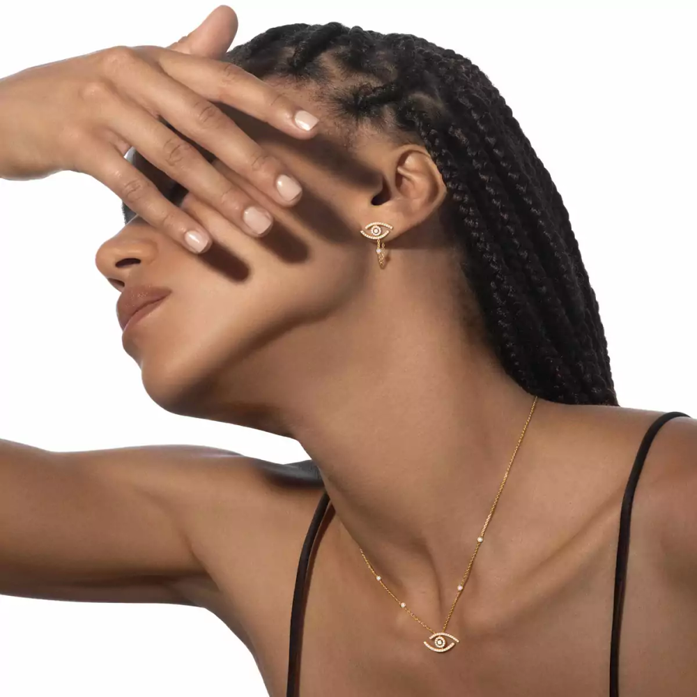 Collier pavé Lucky Eye Collier Diamant Or Jaune