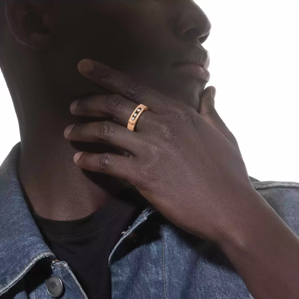 Bague Move Noa Ciselé Bague Diamant Or Rose