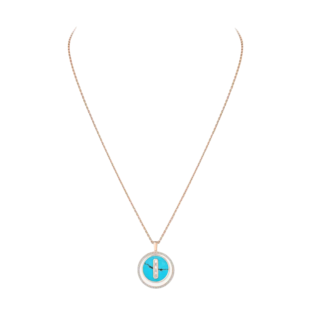 Lucky Move MM Turquoise Collier Diamant Or Rose