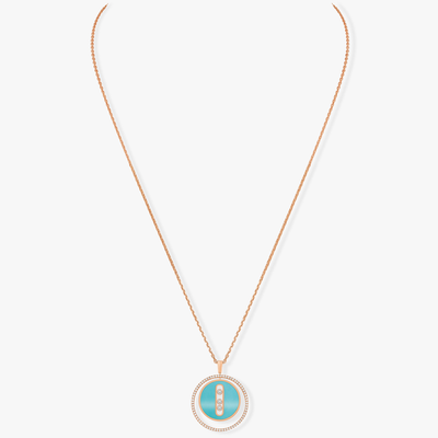 Turquoise Lucky Move MM Pink Gold Diamond Necklace