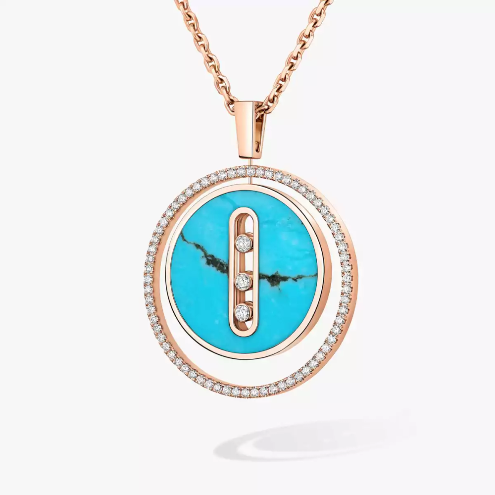 Lucky Move MM Turquoise Collier Diamant Or Rose