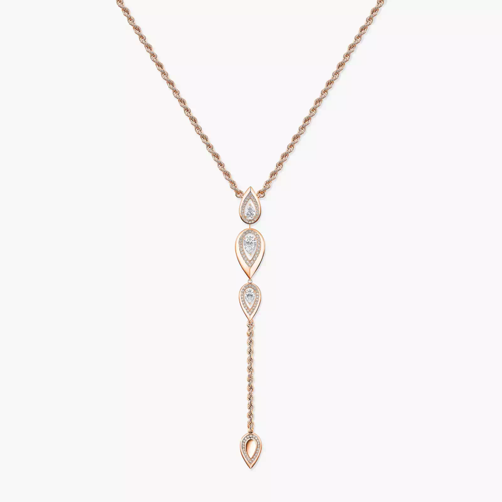 Fiery Tie Necklace Pink Gold Diamond Necklace