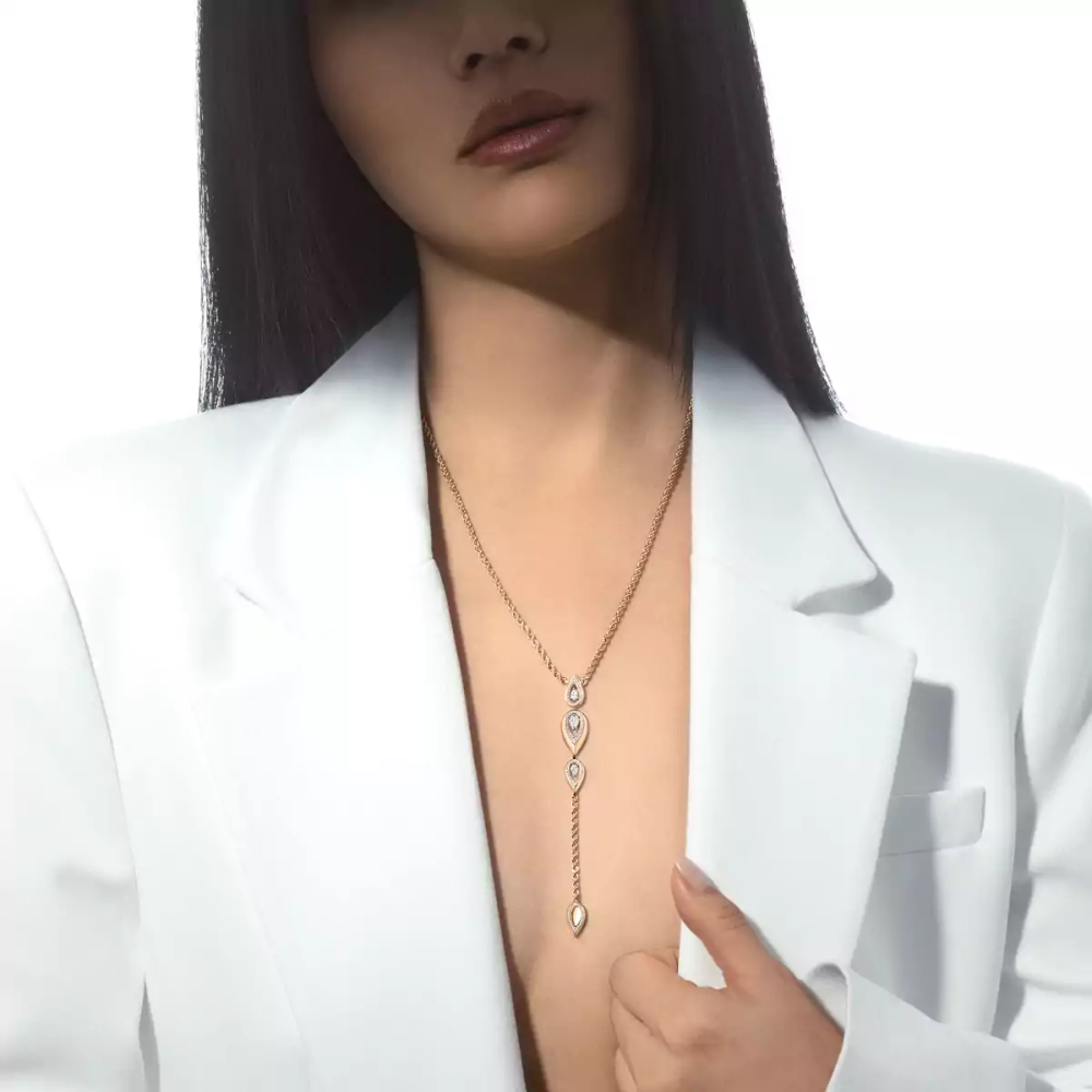 Collier cravate Fiery Collier Diamant Or Rose