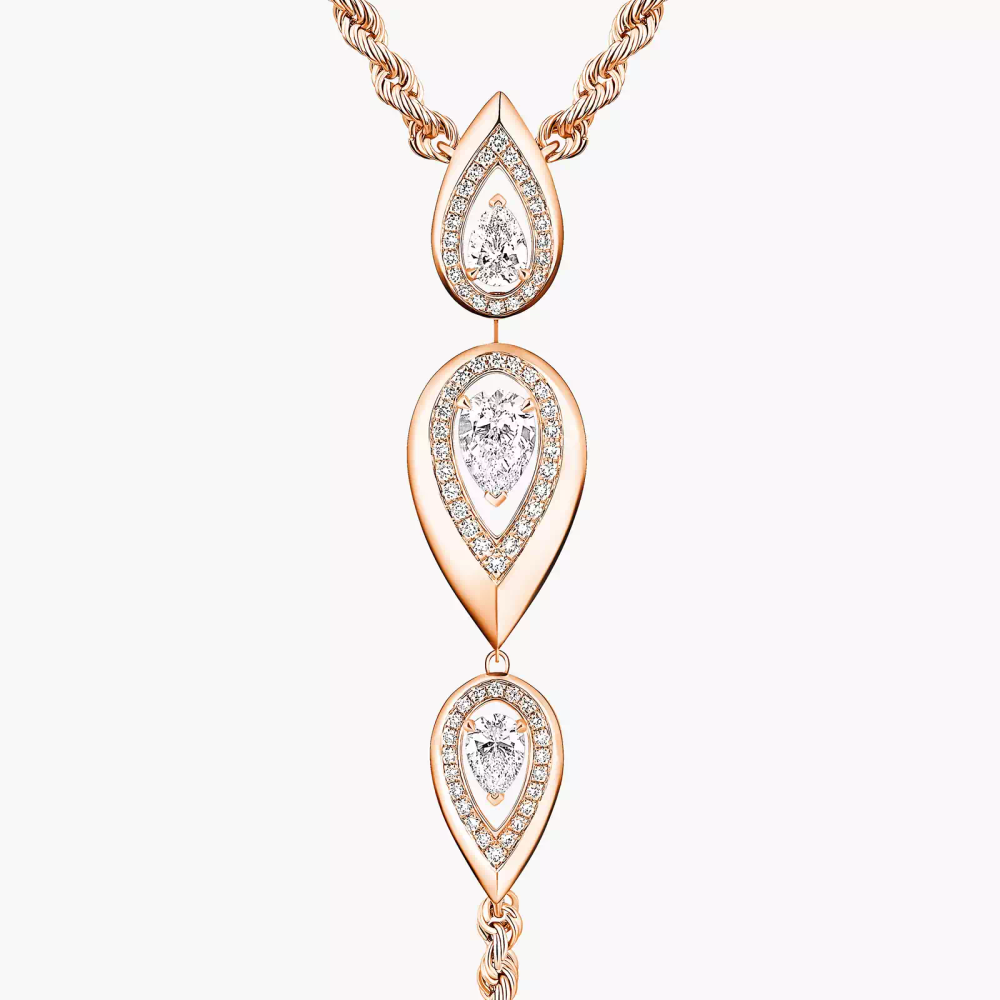 Fiery Tie Necklace Pink Gold Diamond Necklace