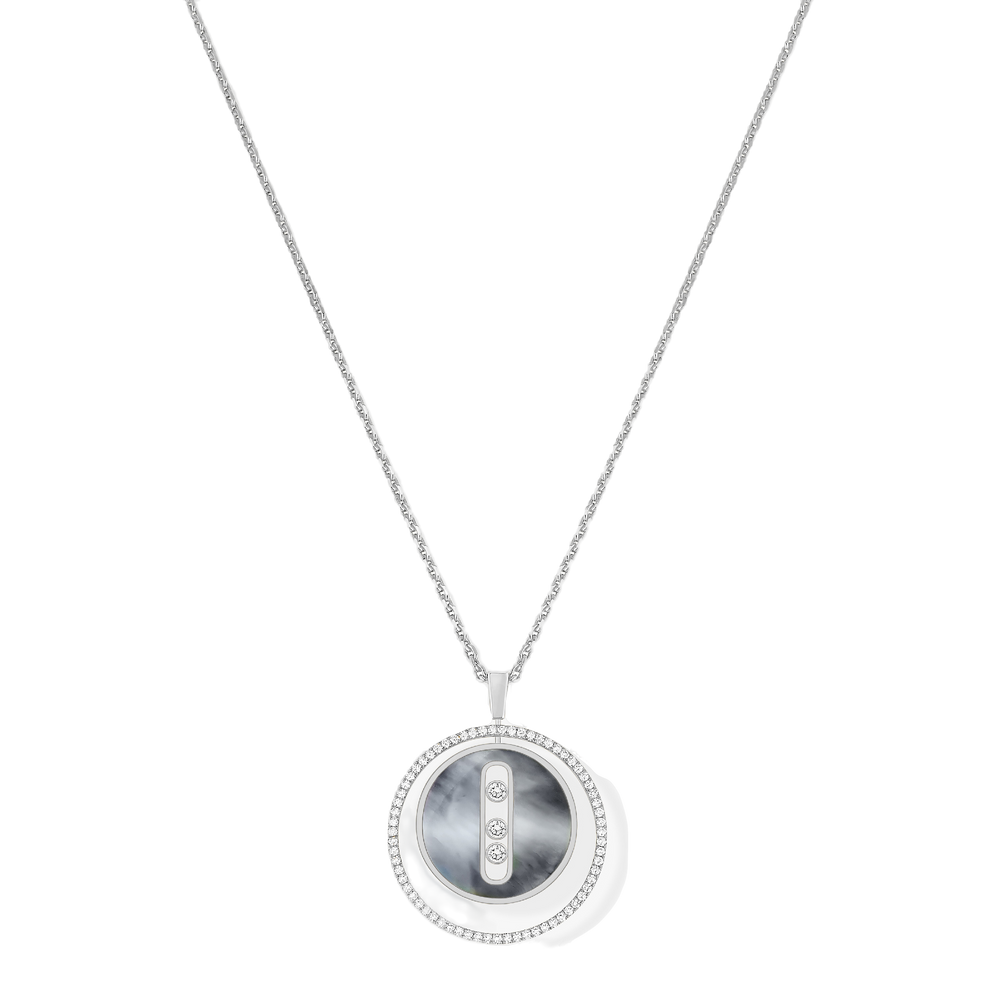 Grey mother-of-pearl Lucky Move MM White Gold Diamond Necklace