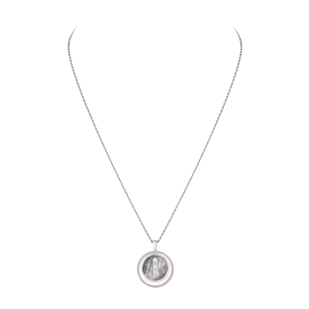 Lucky Move MM Nacre grise Collier Diamant Or Blanc