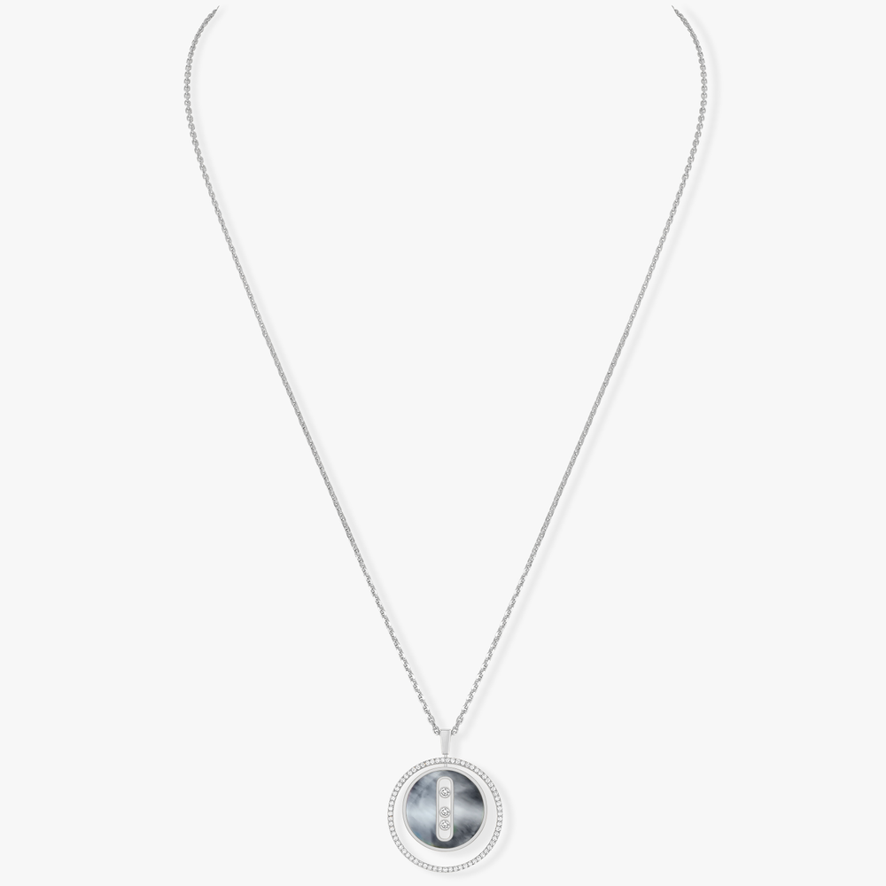 Grey mother-of-pearl Lucky Move MM White Gold Diamond Necklace