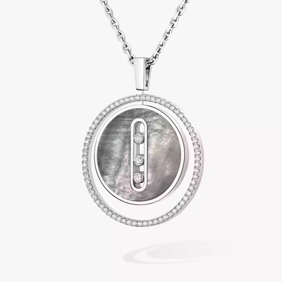 Lucky Move MM Nacre grise Collier Diamant Or Blanc