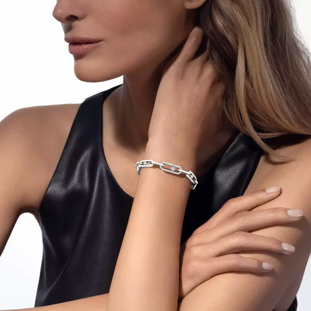 Move Link White Gold Diamond Bracelet