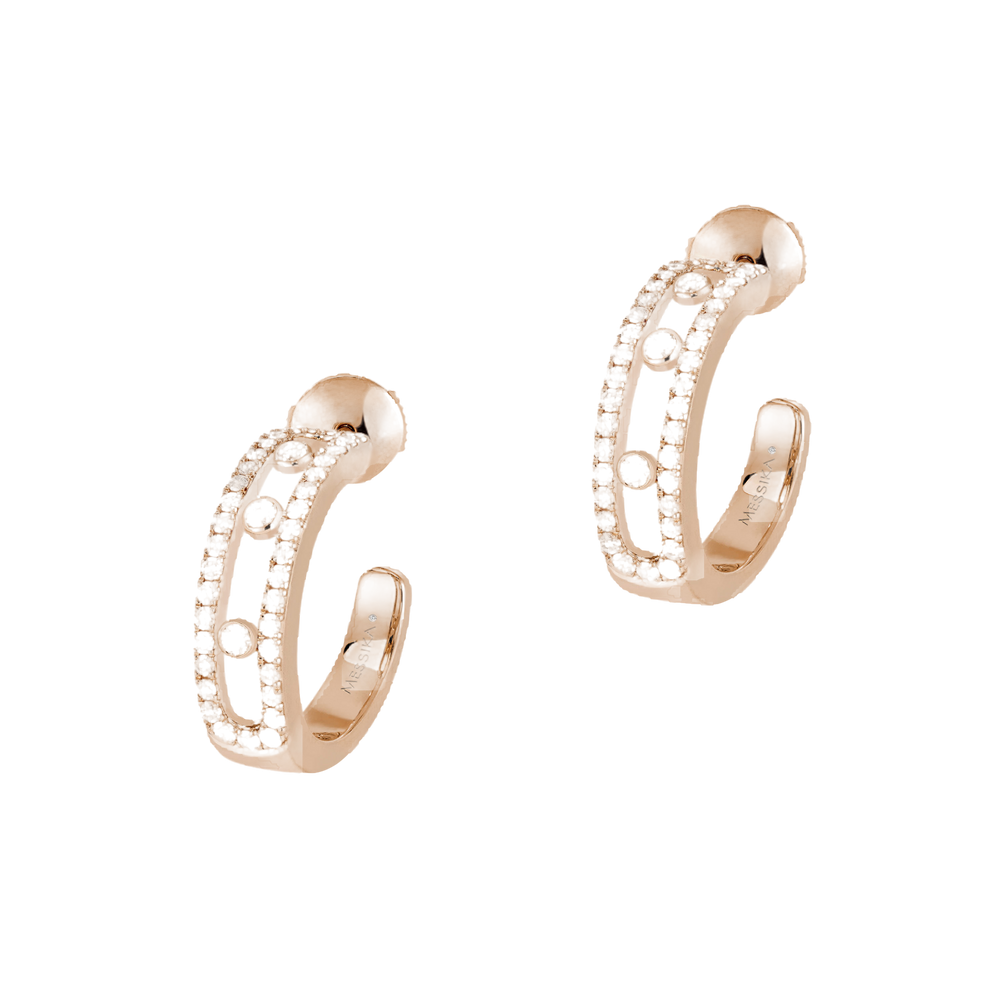 Move Pavé Hoop Pink Gold Diamond Earrings