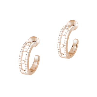 Move Pavé Hoop Pink Gold Diamond Earrings