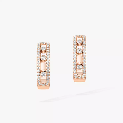 Créoles Move Pavées Boucles d'oreilles Diamant Or Rose