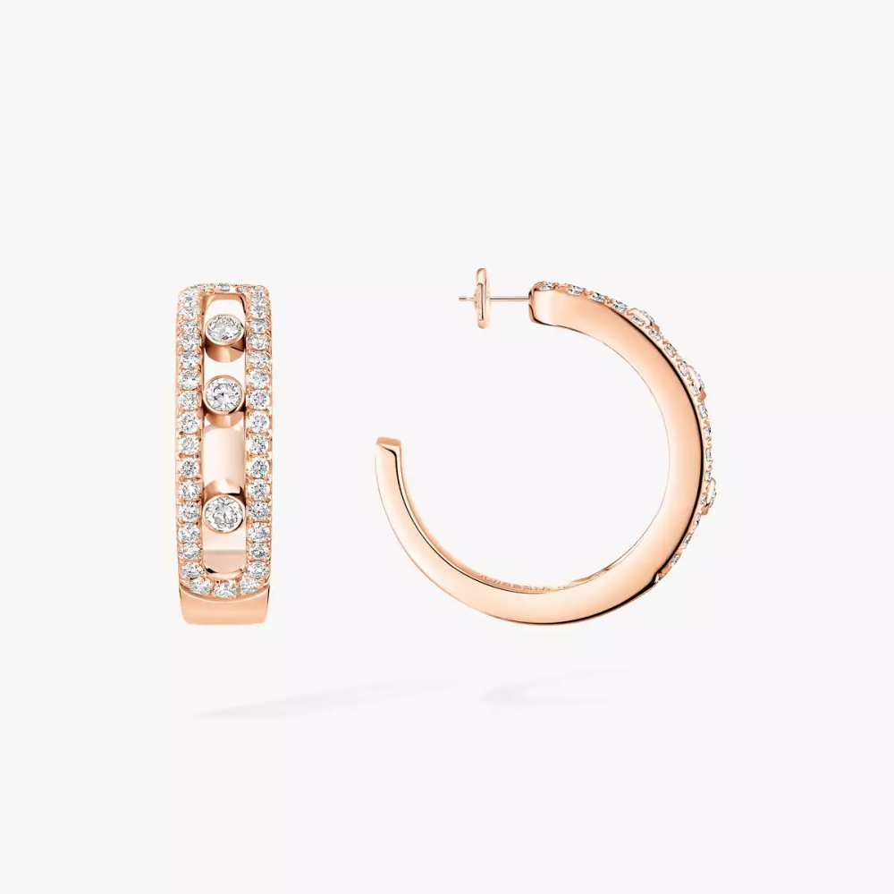 Créoles Move Pavées Boucles d'oreilles Diamant Or Rose