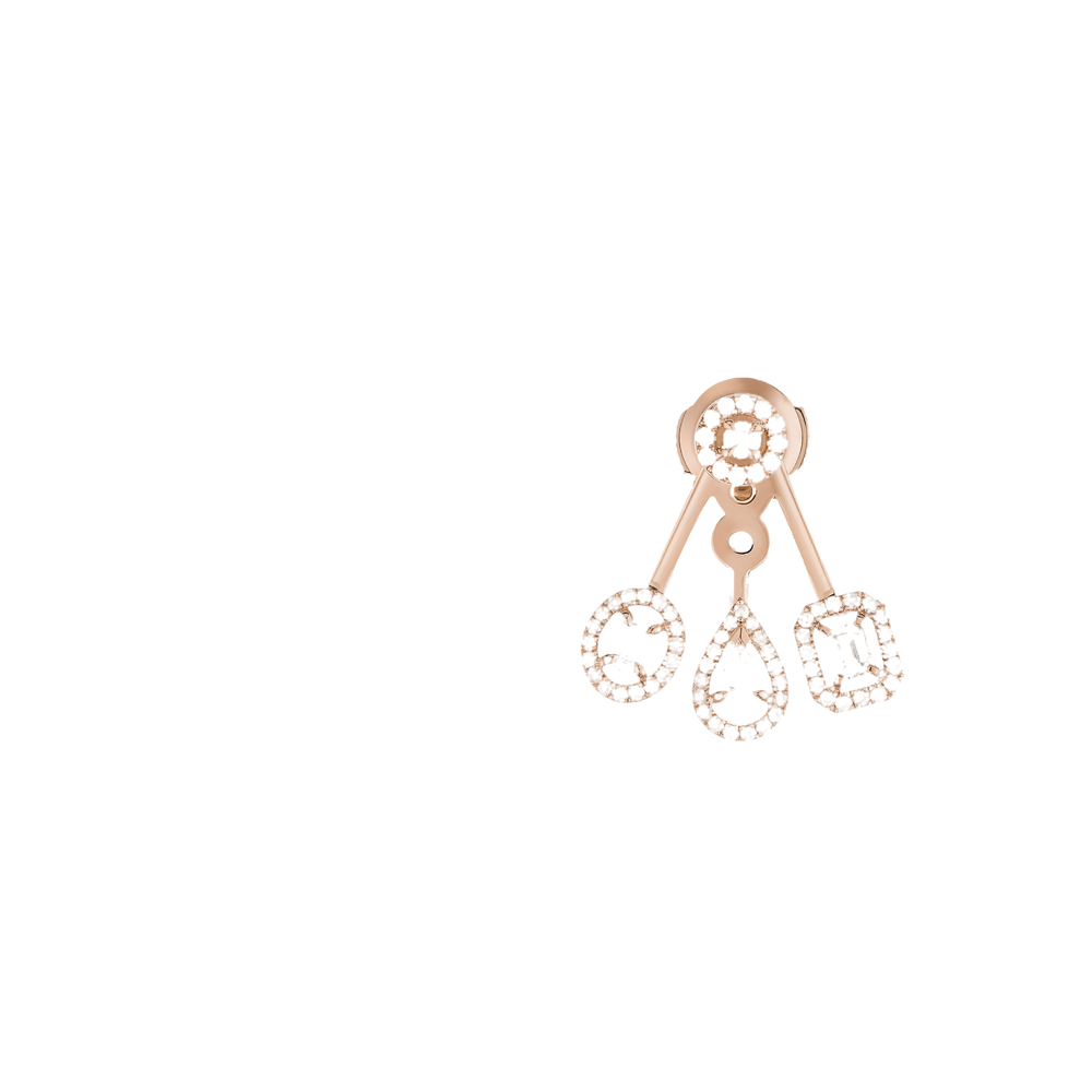 My Twin Trio Pink Gold Diamond Earrings