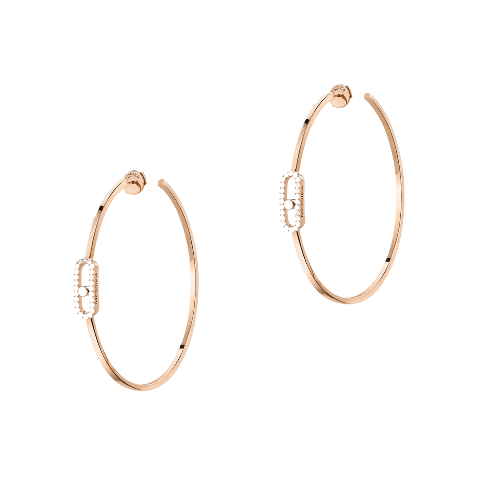 Move Uno Large Hoop Earrings Pink Gold Diamond Earrings