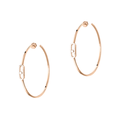 Move Uno Large Hoop Earrings Pink Gold Diamond Earrings