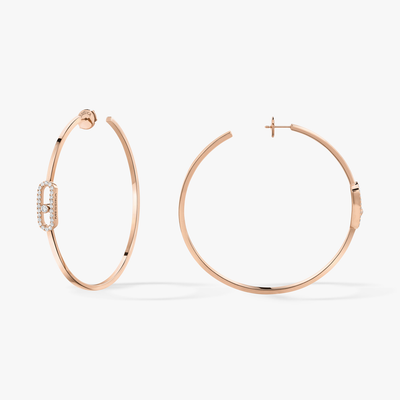 Move Uno Large Hoop Earrings Pink Gold Diamond Earrings