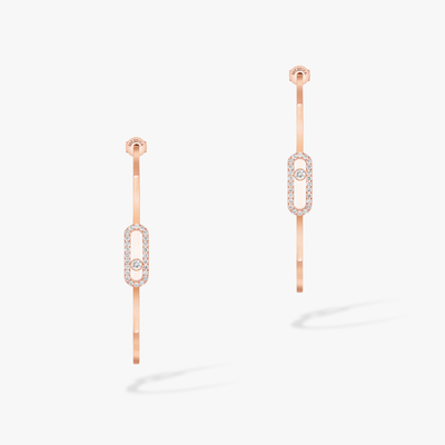 Move Uno Large Hoop Earrings Pink Gold Diamond Earrings