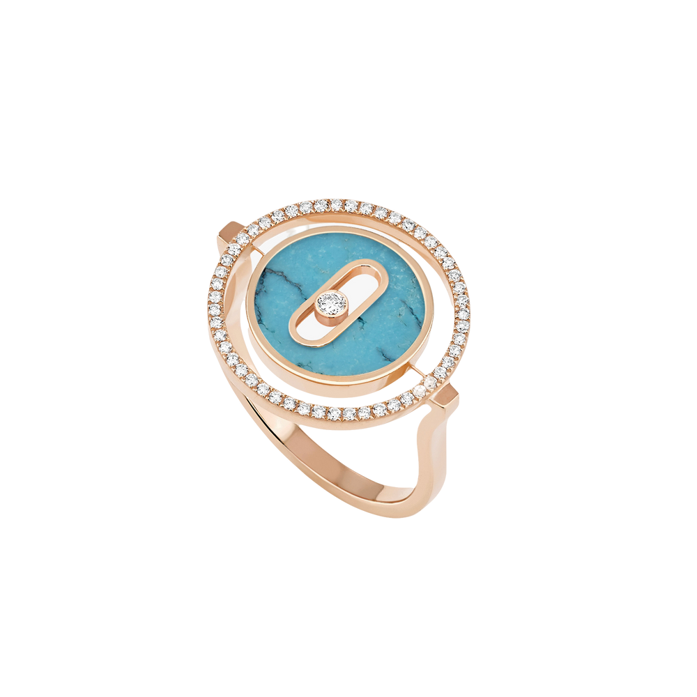 Turquoise Lucky Move SM Pink Gold Diamond Ring