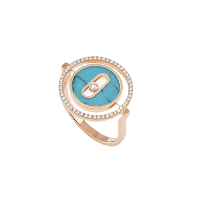 Turquoise Lucky Move SM Pink Gold Diamond Ring