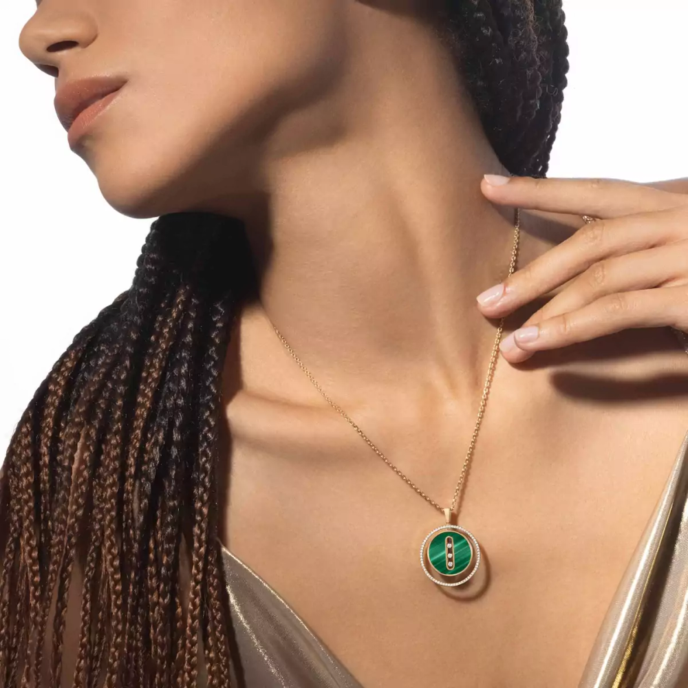 Malachite Lucky Move MM Yellow Gold Diamond Necklace