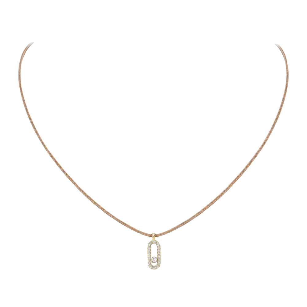 Messika CARE(S) Beige Cord Pavé Necklace Yellow Gold Diamond Necklace