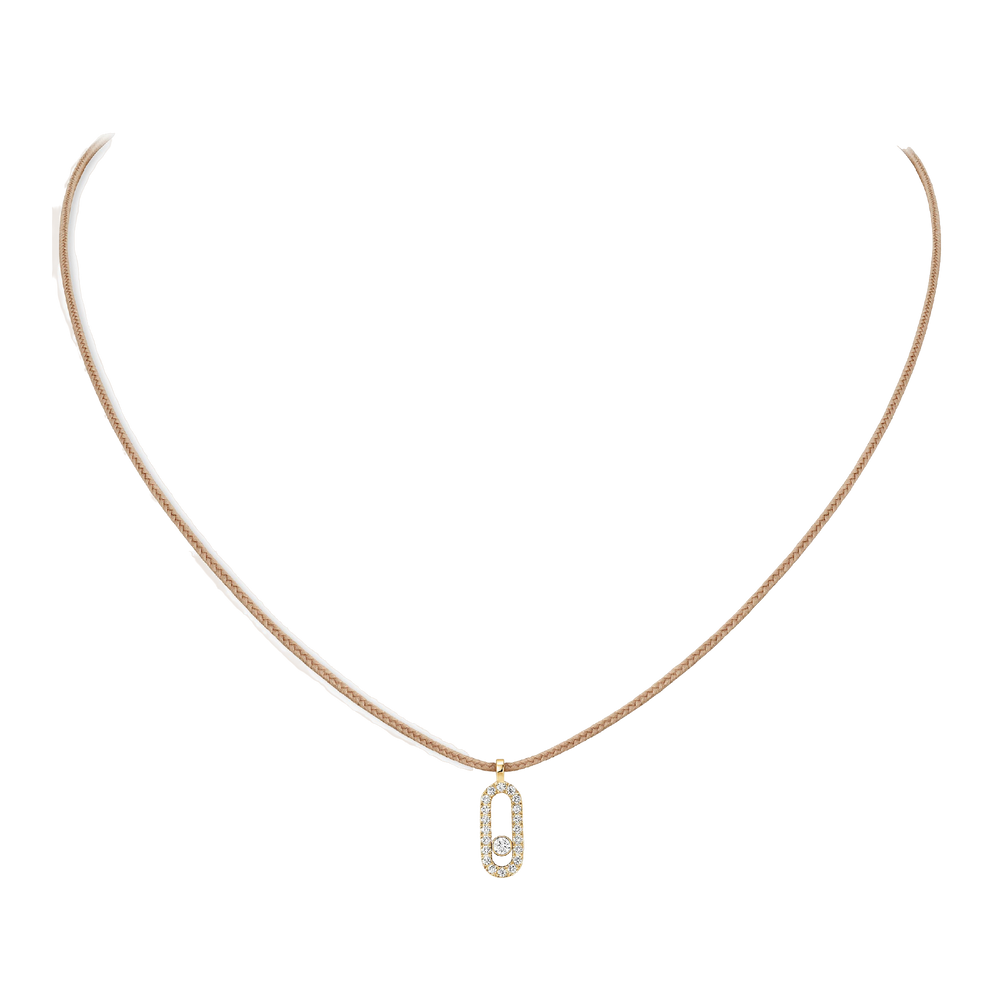 Messika CARE(S) Beige Cord Pavé Necklace Yellow Gold Diamond Necklace