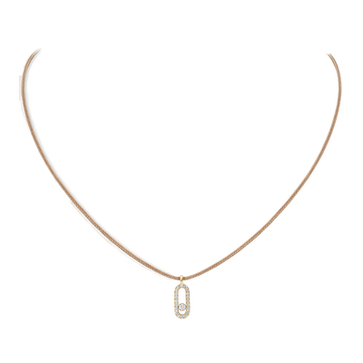 Messika CARE(S) Beige Cord Pavé Necklace Yellow Gold Diamond Necklace