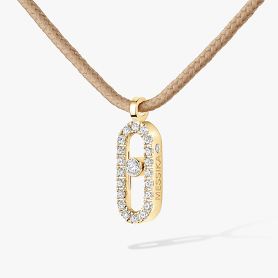 Messika CARE(S) Beige Cord Pavé Necklace Yellow Gold Diamond Necklace