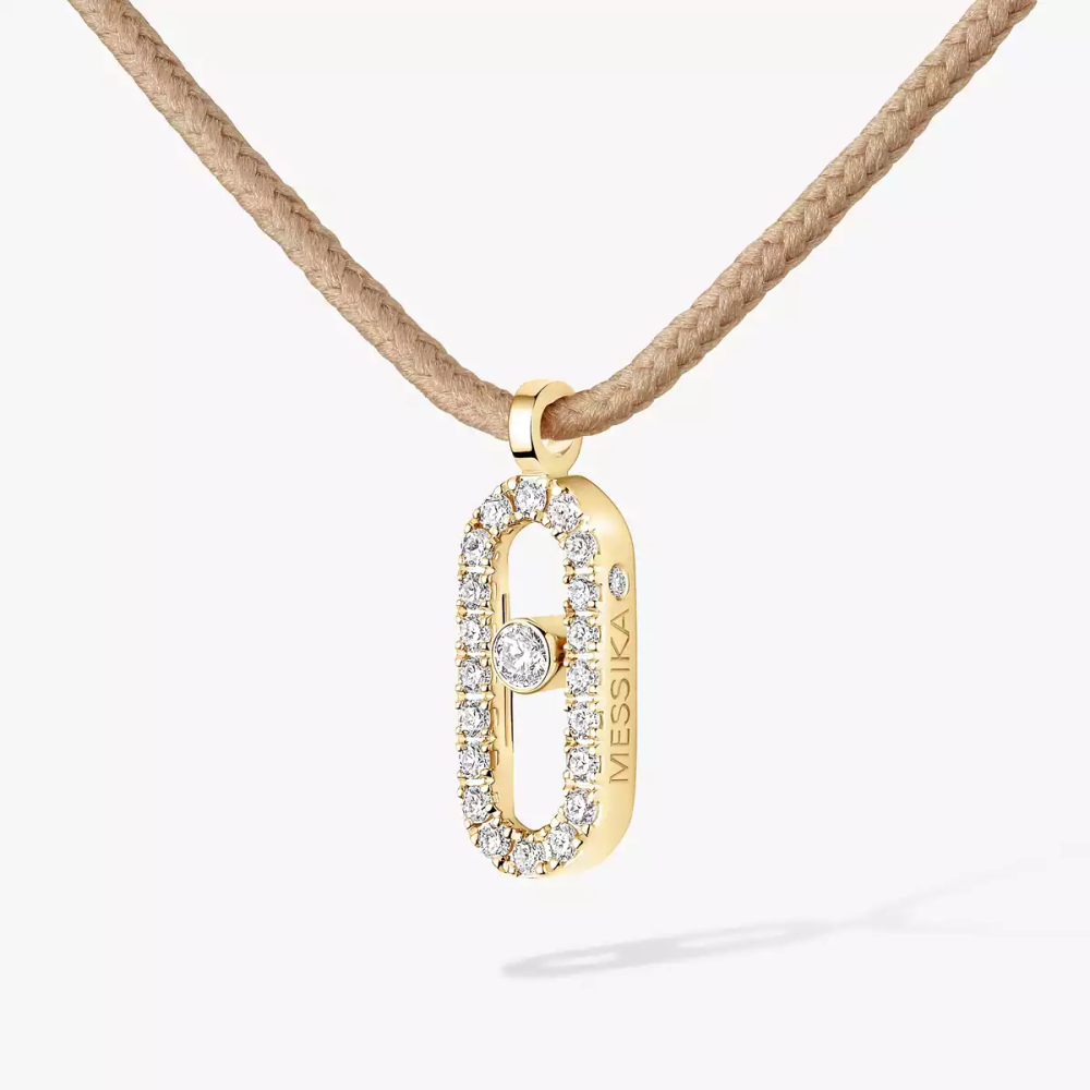 Collier cordon beige pavé Messika Care(s) Collier Diamant Or Jaune