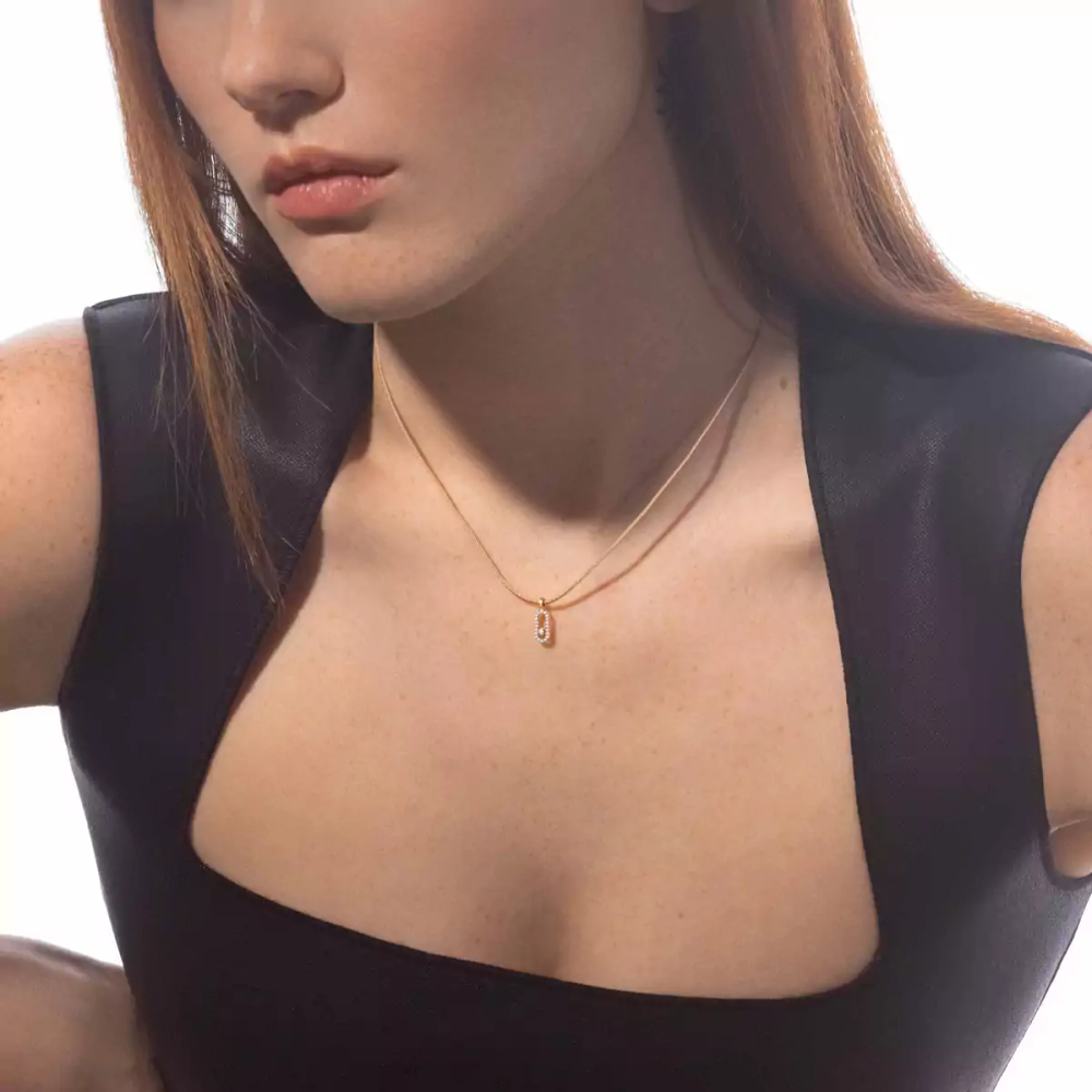 Cordon Messika CARE(S) Beige Pavé Collier Diamant Or Jaune