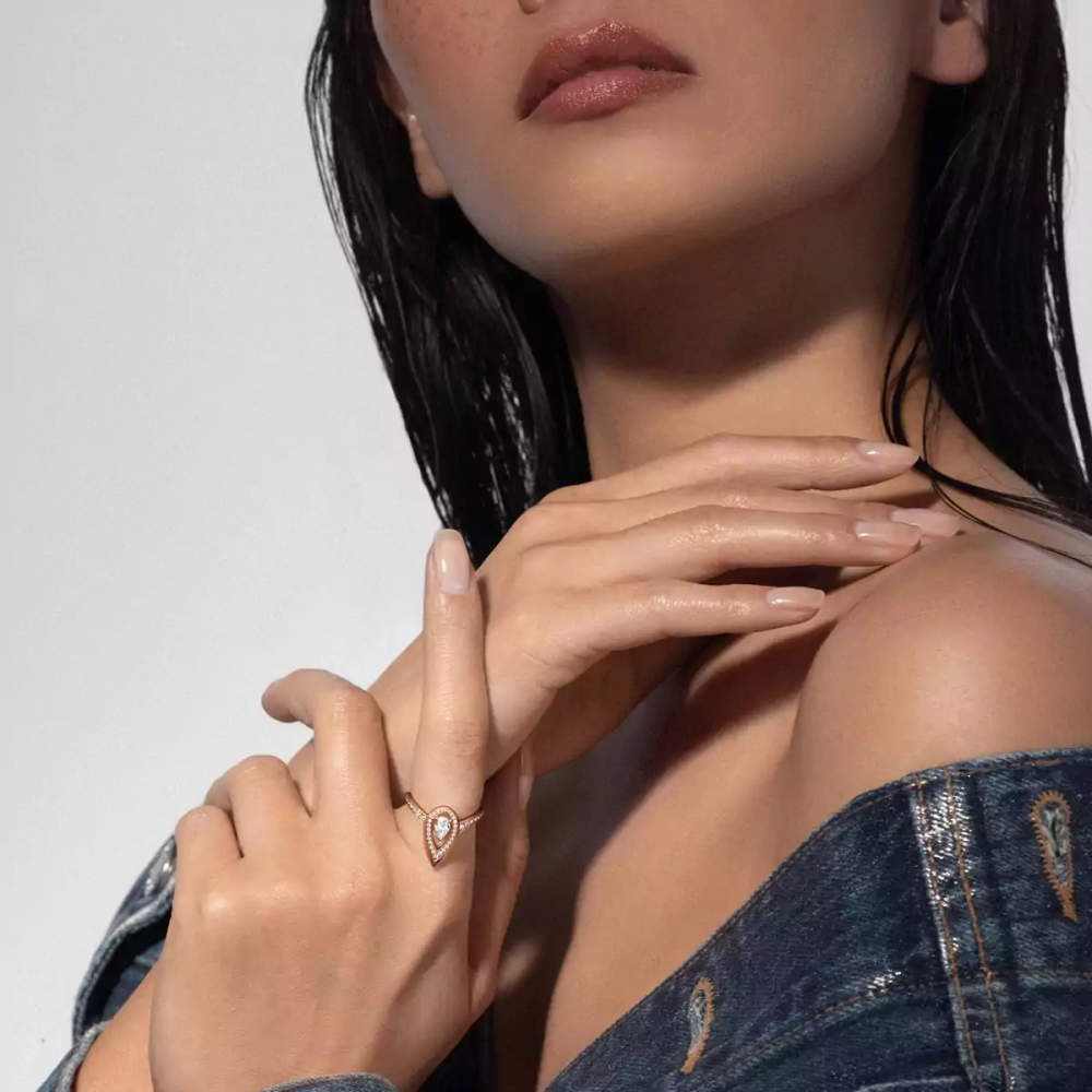 Fiery 0,30ct Bague Diamant Or Rose