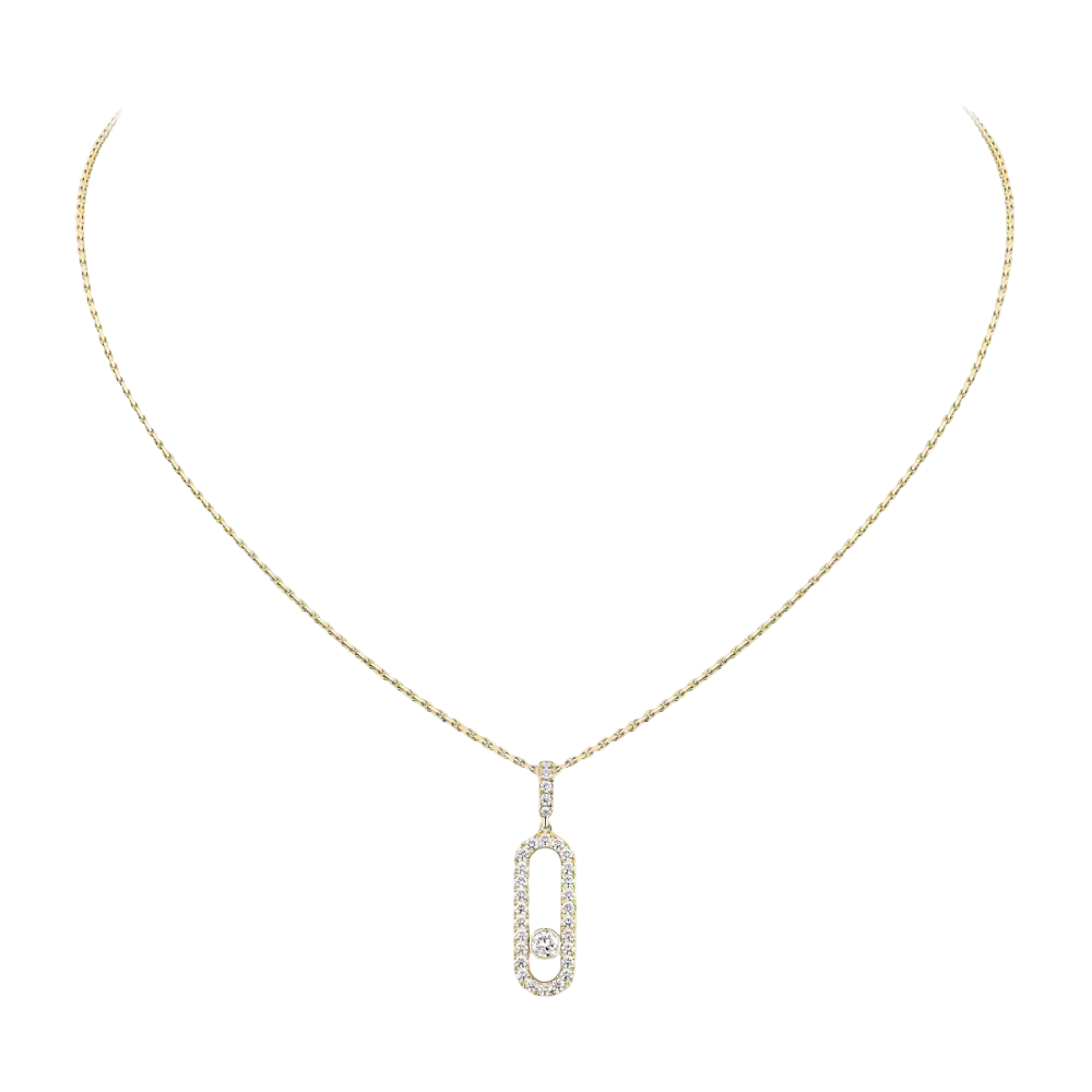 Move Uno Pavé LM Yellow Gold Diamond Necklace