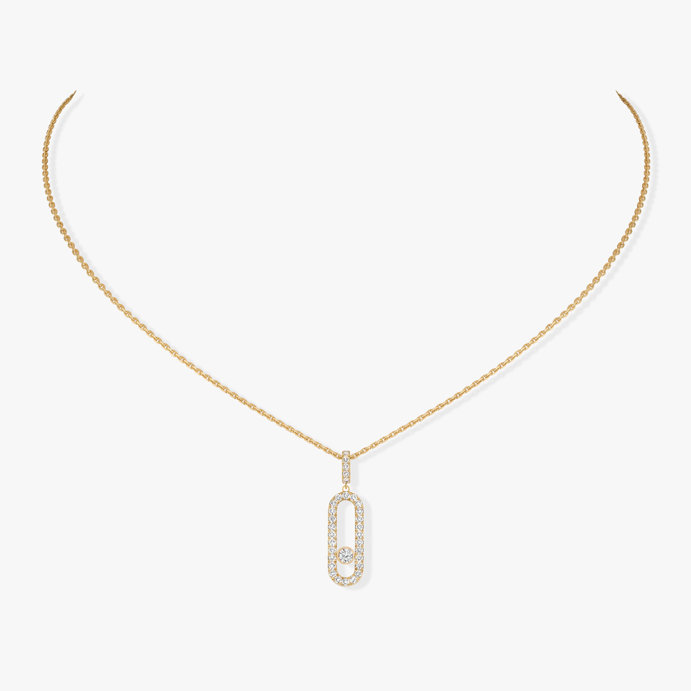 Move Uno Pavé LM Yellow Gold Diamond Necklace