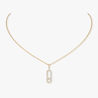 Move Uno GM Pavé Collier Diamant Or Jaune