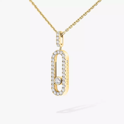 Move Uno Pavé LM Yellow Gold Diamond Necklace