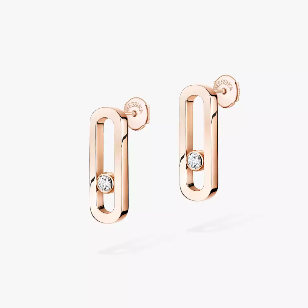 Move Uno Pink Gold Diamond Earrings