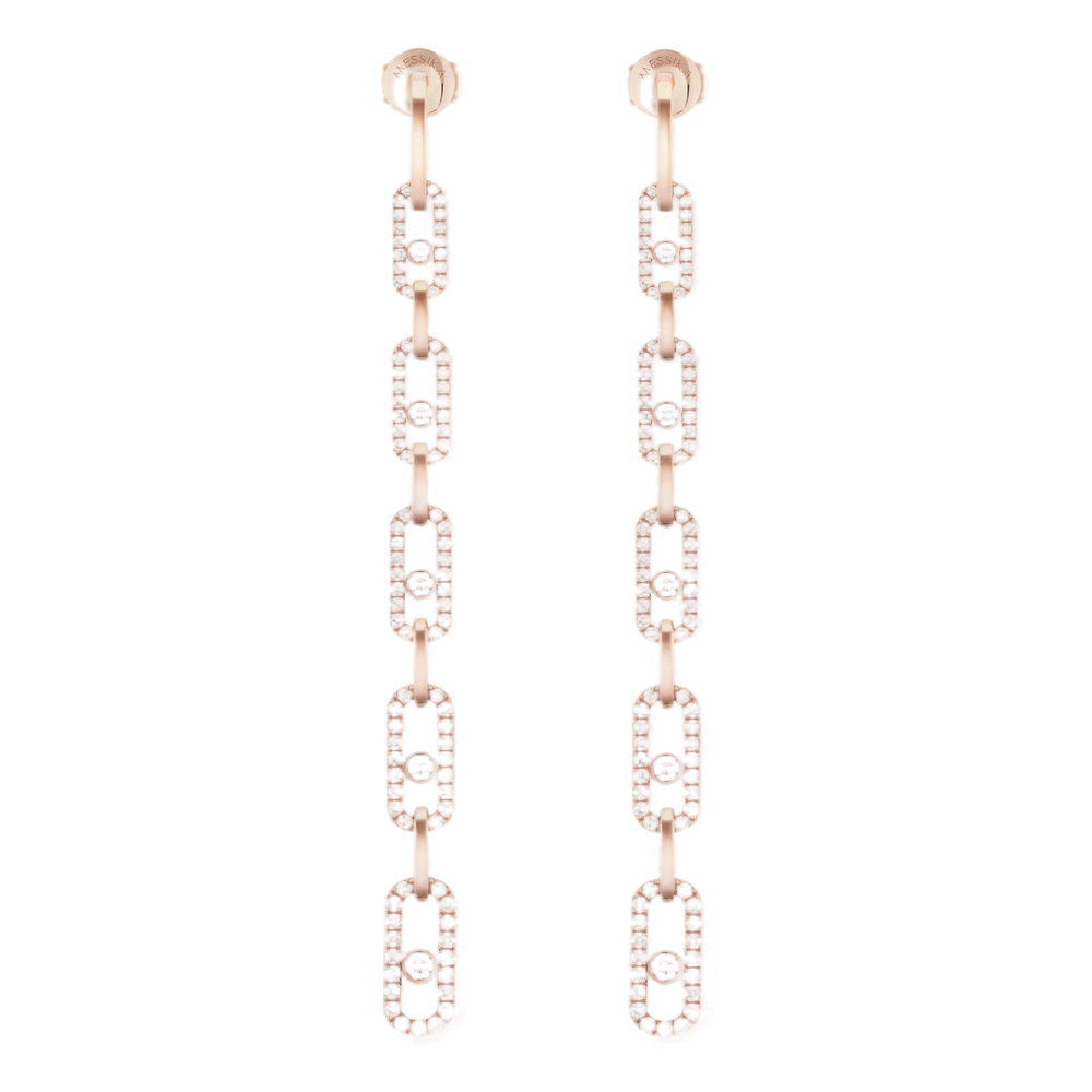Move Link Multi Pendant Earrings Pink Gold Diamond Earrings