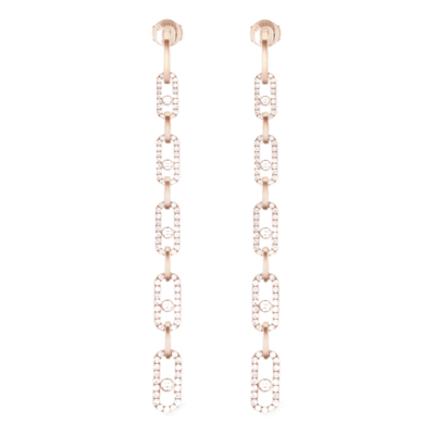 Move Link Multi Pendant Earrings Pink Gold Diamond Earrings