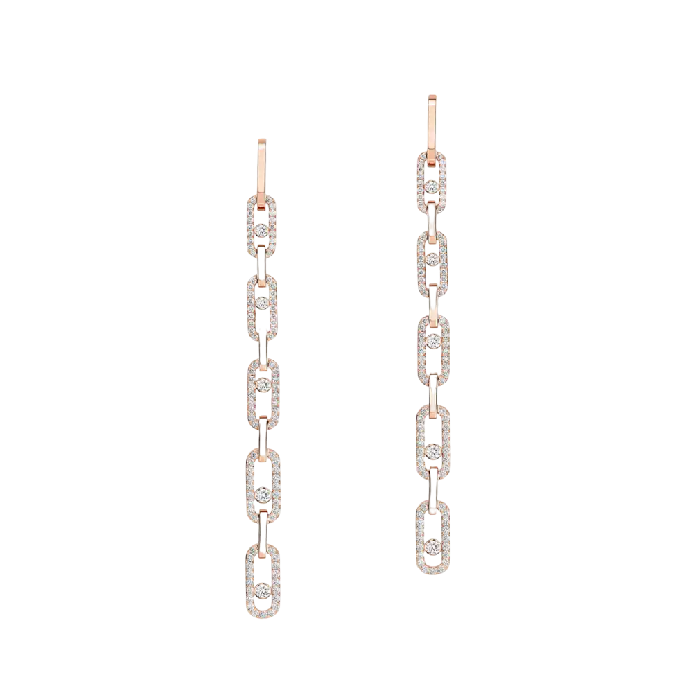 Pendantes Move Link Multi Boucles d'oreilles Diamant Or Rose