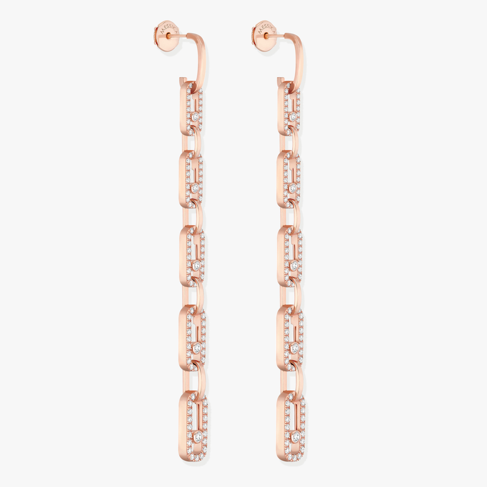 Move Link Multi Pendant Earrings Pink Gold Diamond Earrings
