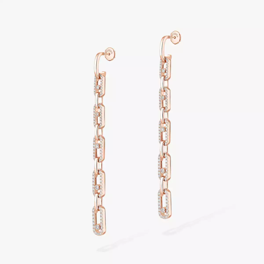 Move Link Multi Pendant Earrings Pink Gold Diamond Earrings
